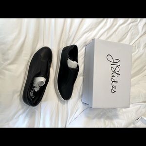 J slides black leather 7.5